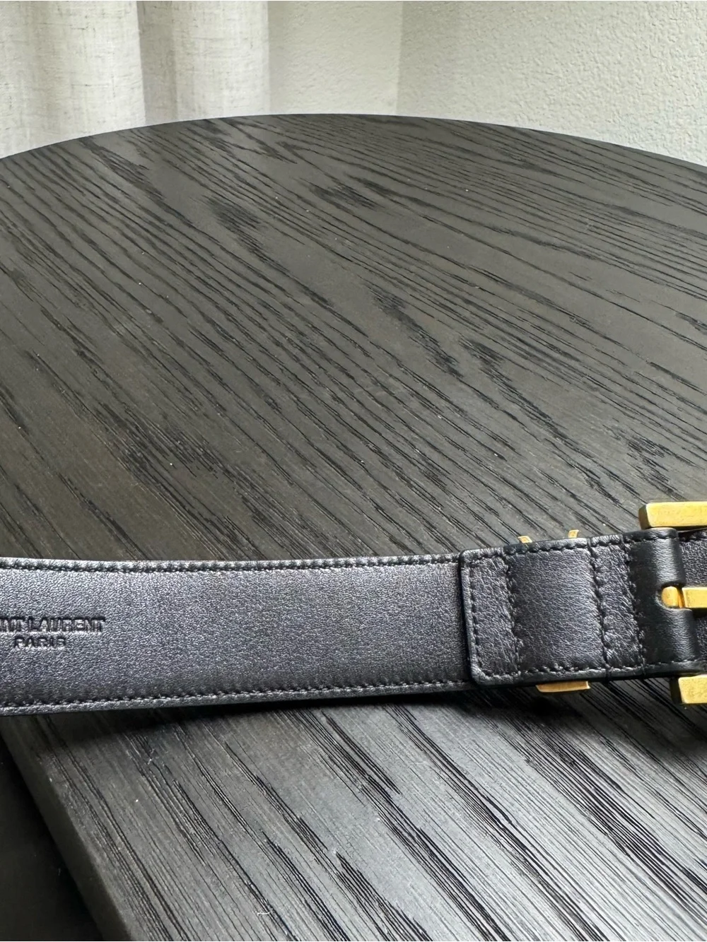 Saint Laurent YSL Cassandre Leather Belt Black 70/28